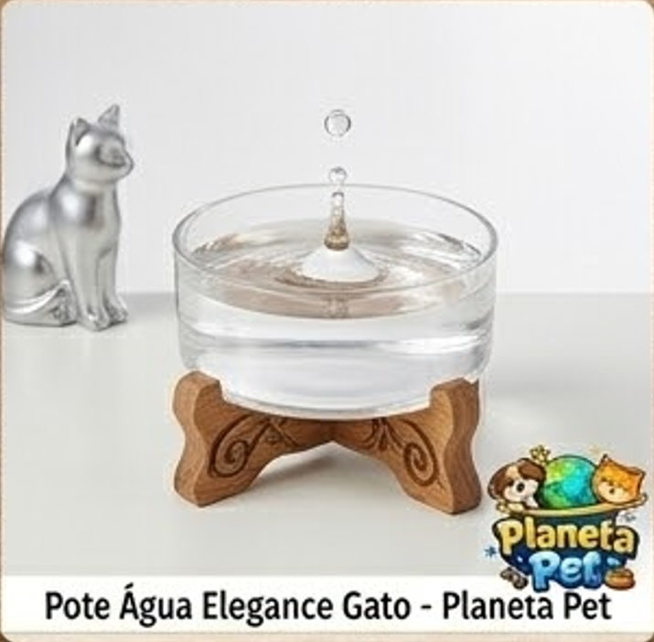 Pote de Água de Acrílico Transparente com suporte em madeira